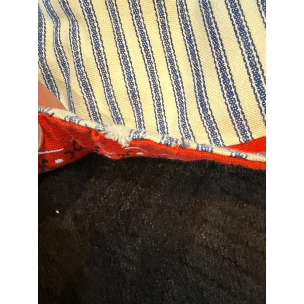 2 Placemats Apple‎ Country Blue Stripe Red Bandana Reversible FLAW - Picture 4 of 8